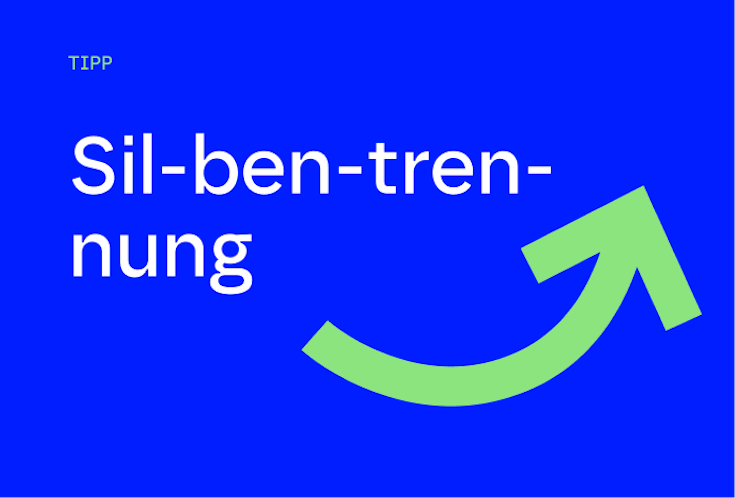 Textgrafik mit dem Titel "Silbentrennung"