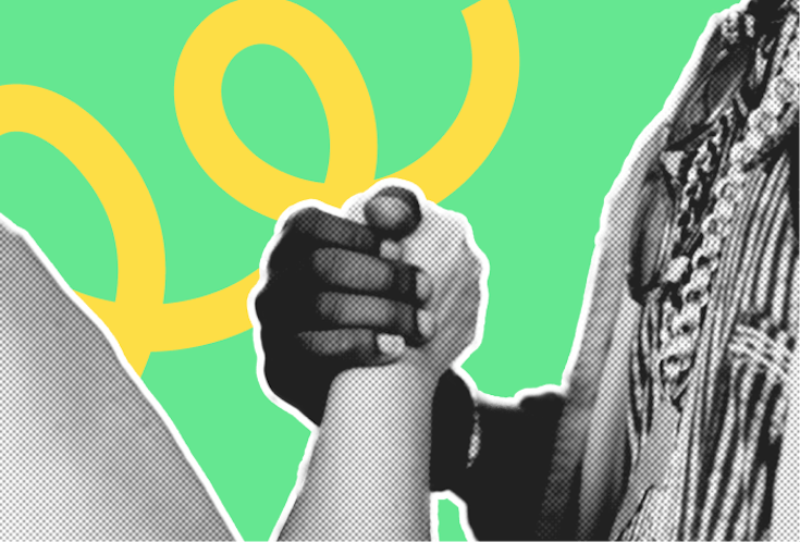 Zwei Menschen schütteln sich freundlich die Hände.