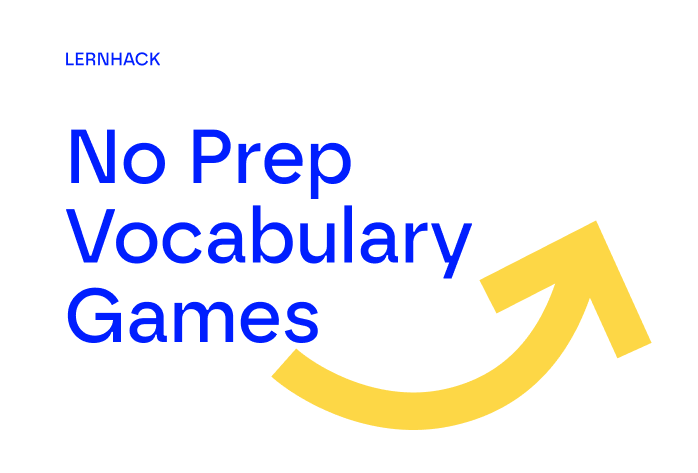 Textgrafik mit dem Titel "No Prep Vocabulary Games".
