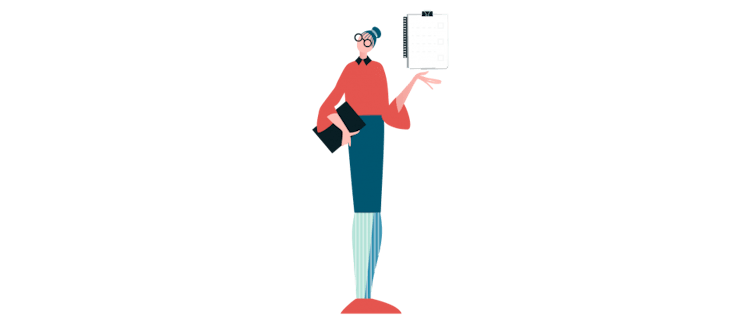 Lehrerin mit Checkliste