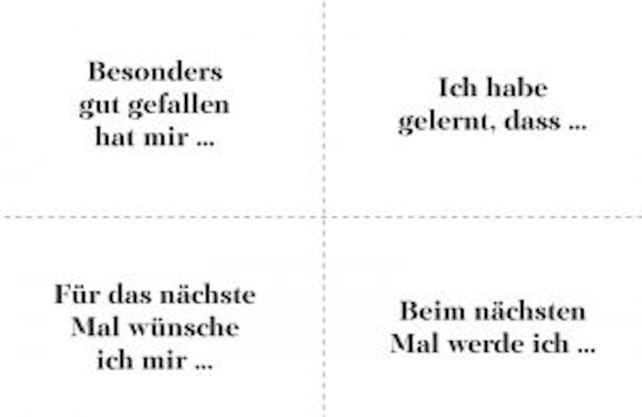 Beispiele von Reflexionskarten für den Einsatz im Unterricht zur Förderung der Selbsteinschätzung