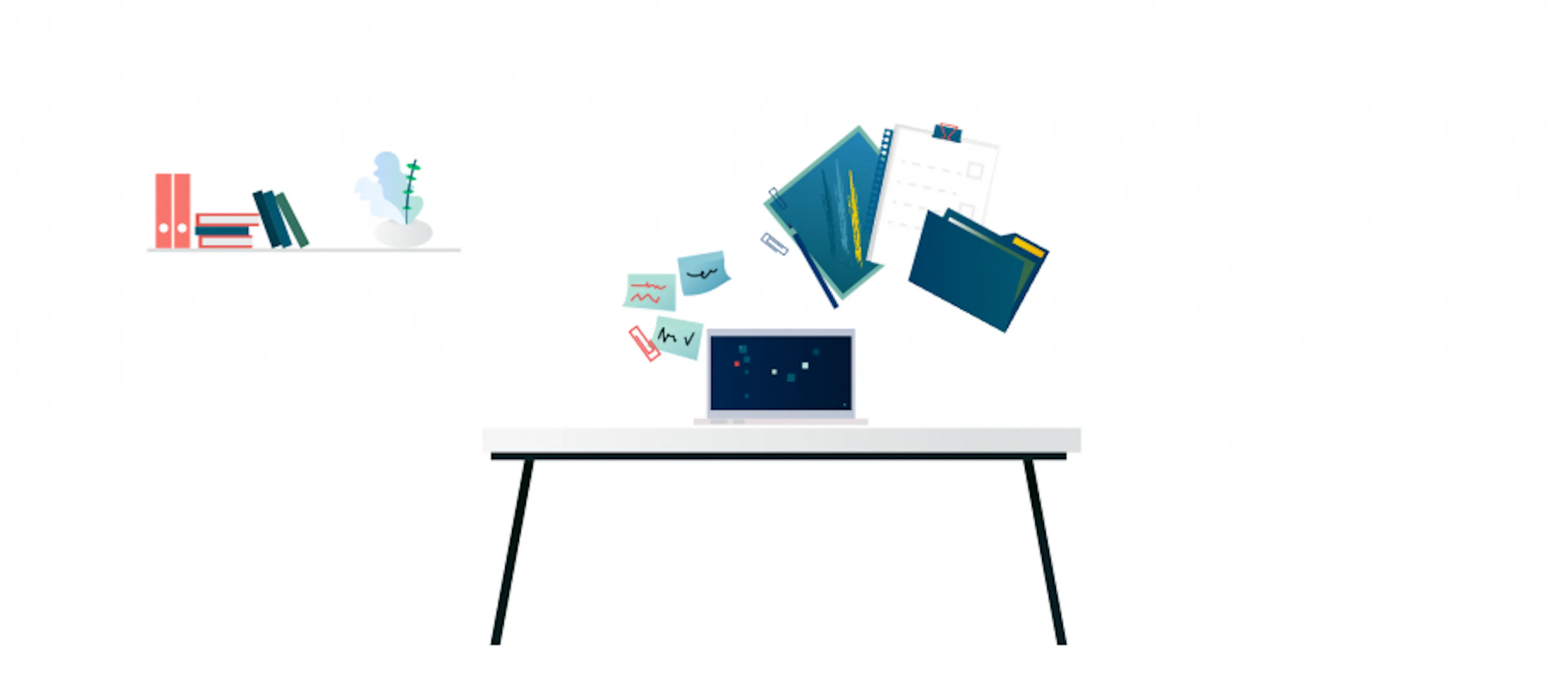 Auf einem Tisch steht ein Laptop, darüber sind Hefte und Bücher zu sehen. In dem Beitrag geht es um die Methodenvielfalt. Wir zeigen dir, welche Lehrmethoden du im Unterricht einsetzen kannst.