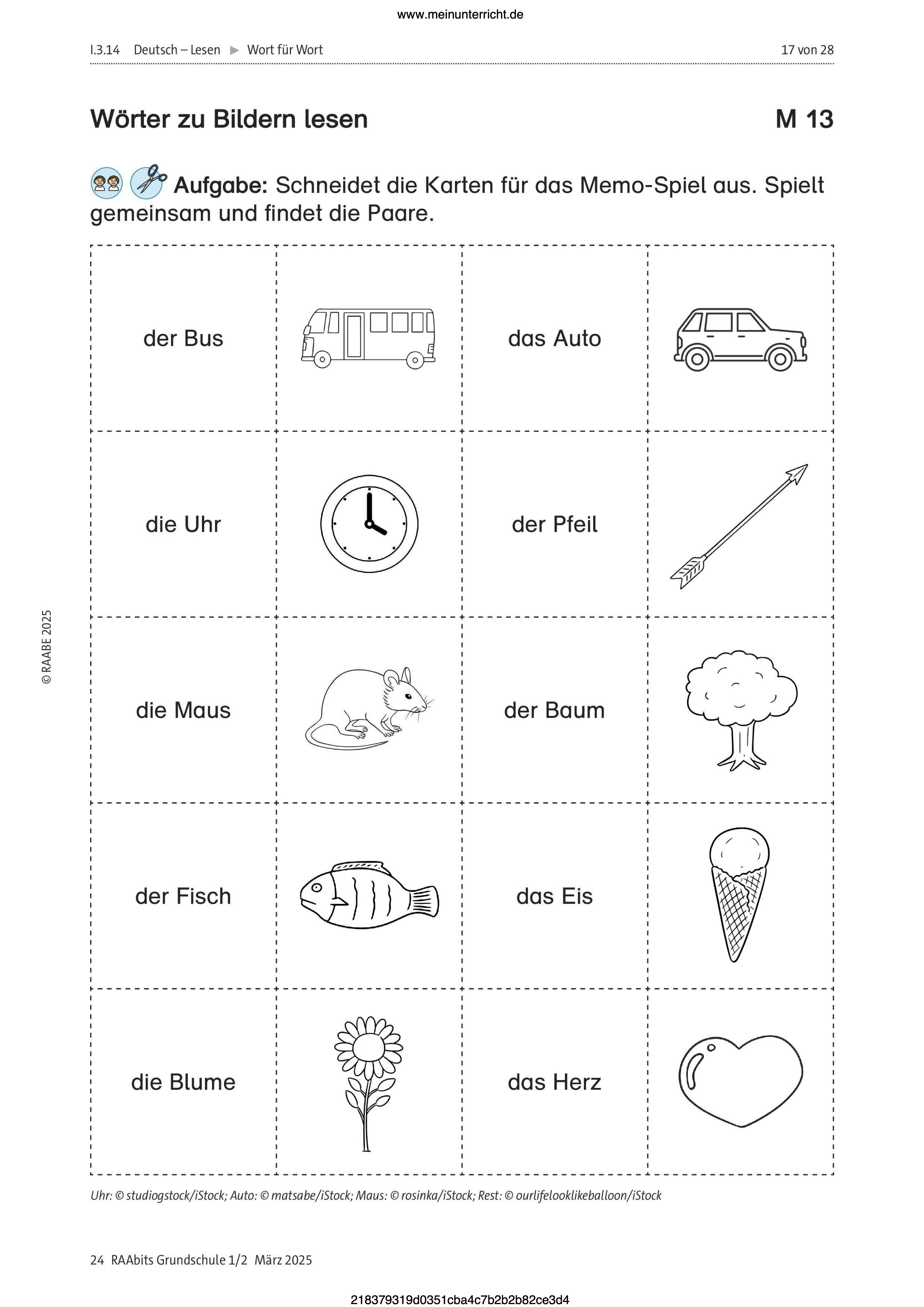 Wörter und Bilder zuordnen