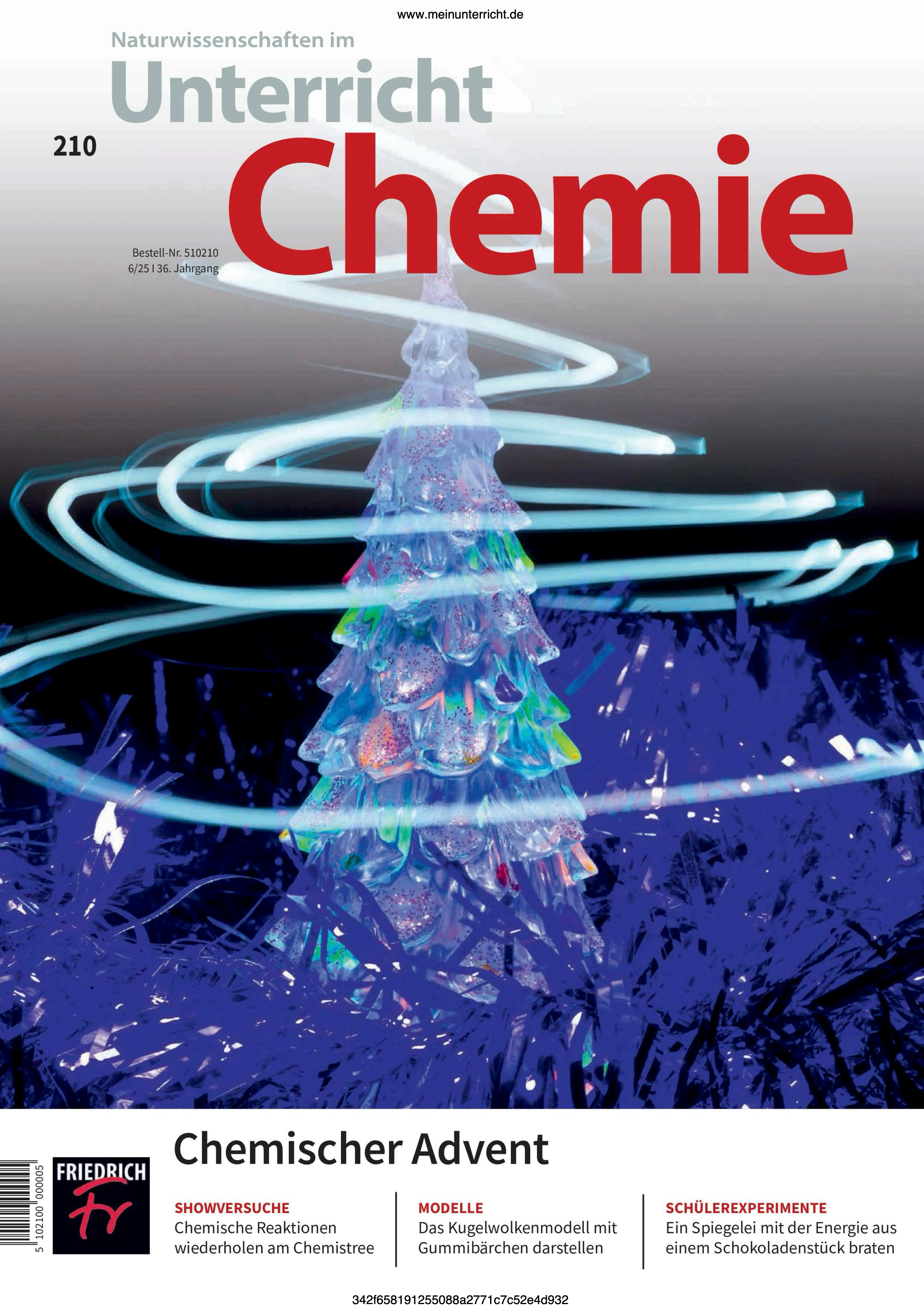 Von leuchtenden Chemistrees, gefrorenen Seifenblasen und funkenreichen Wunderkerzen bis hin zu kulinarischer Chemie im Weihnachtsstollen: In dieser besonderen Ausgabe von Unterricht Chemie erwarten Sie 24 erprobte Experimente, die Schüler:innen zum Staunen bringen – und chemische Prinzipien auf magische Weise verständlich machen.