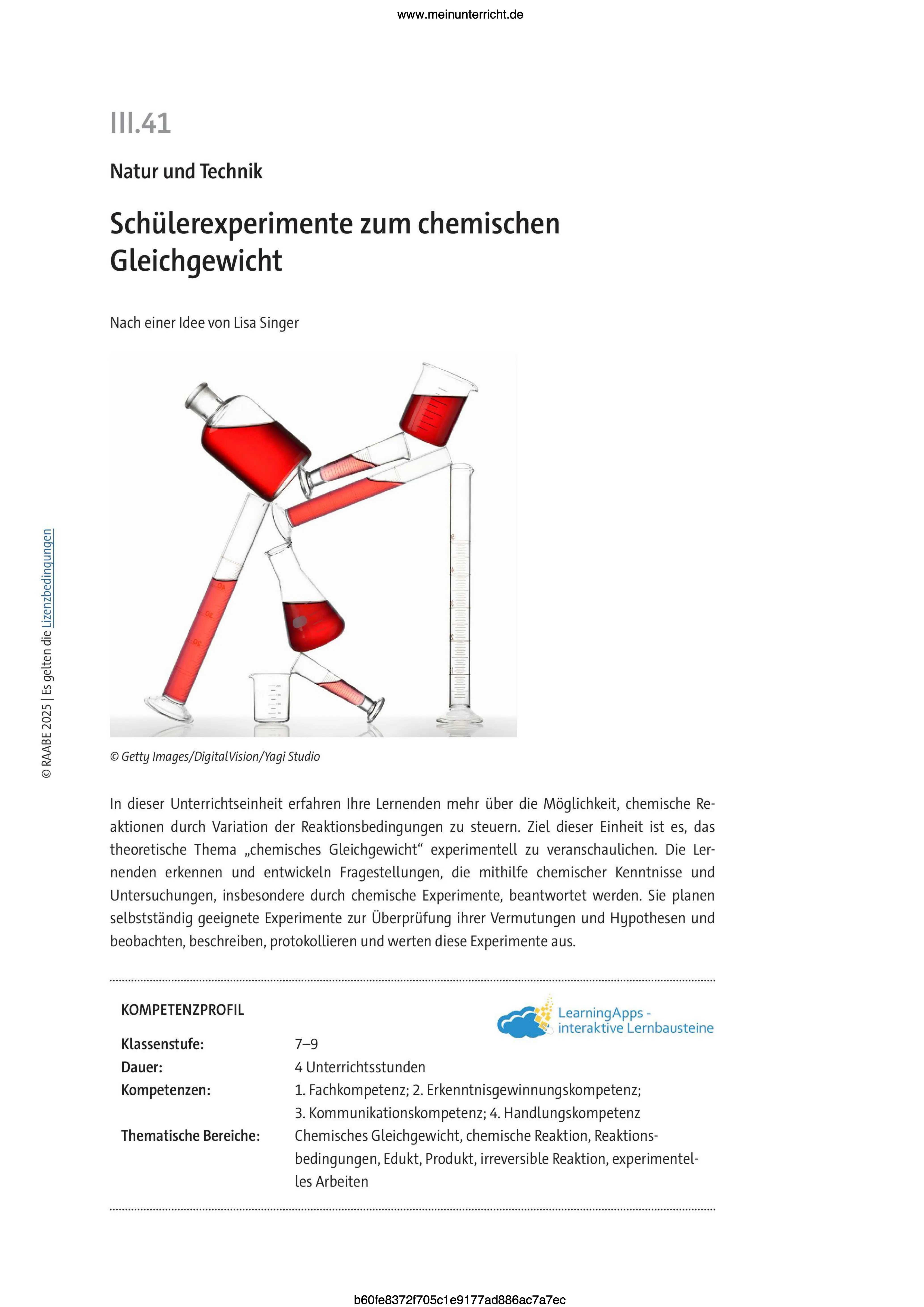 In dieser Unterrichtseinheit erfahren Ihre Lernenden mehr die Möglichkeit, chemische Reaktionen durch Variation der Reaktionsbedingungen zu steuern.