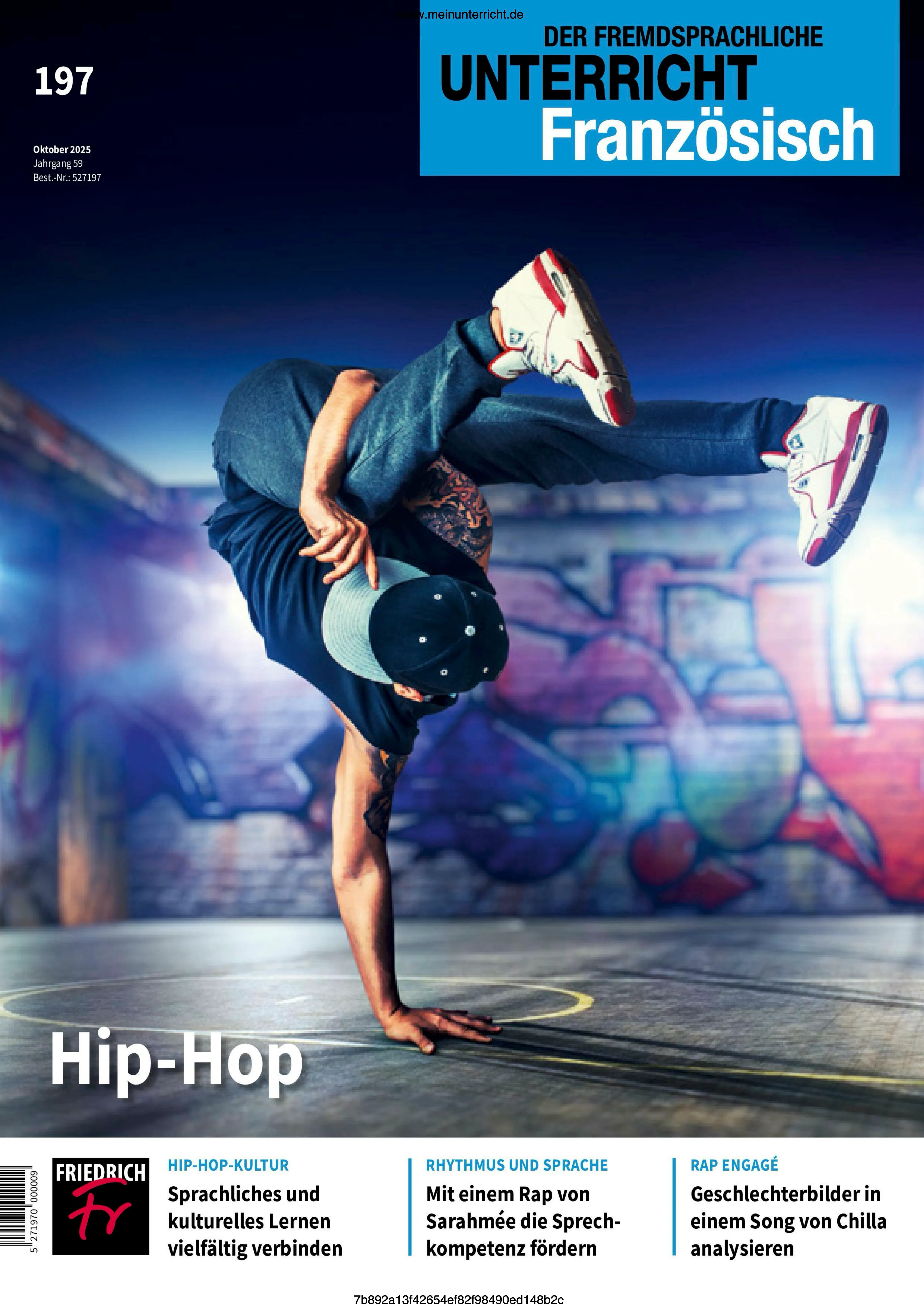 Aggressiv, verträumt, düster: Der frankofone Hip-Hop ist sprachlich und musikalisch sehr vielfältig. Die Beiträge zeigen vielseitige Zugänge im Unterricht: Aktuelle Themen wie „Identität“, „Freiheit“, „Geschlechterbilder“ oder „Empowerment“ werden aus verschiedenen Perspektiven erschlossen.