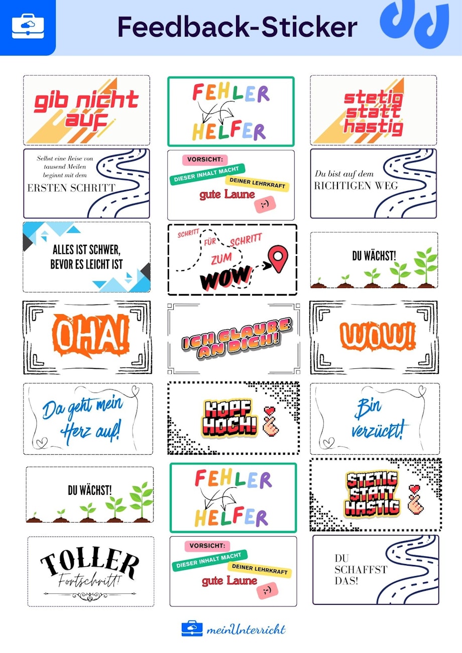 Feedback-Sticker, kostenlose Druckvorlagen zum Herunterladen