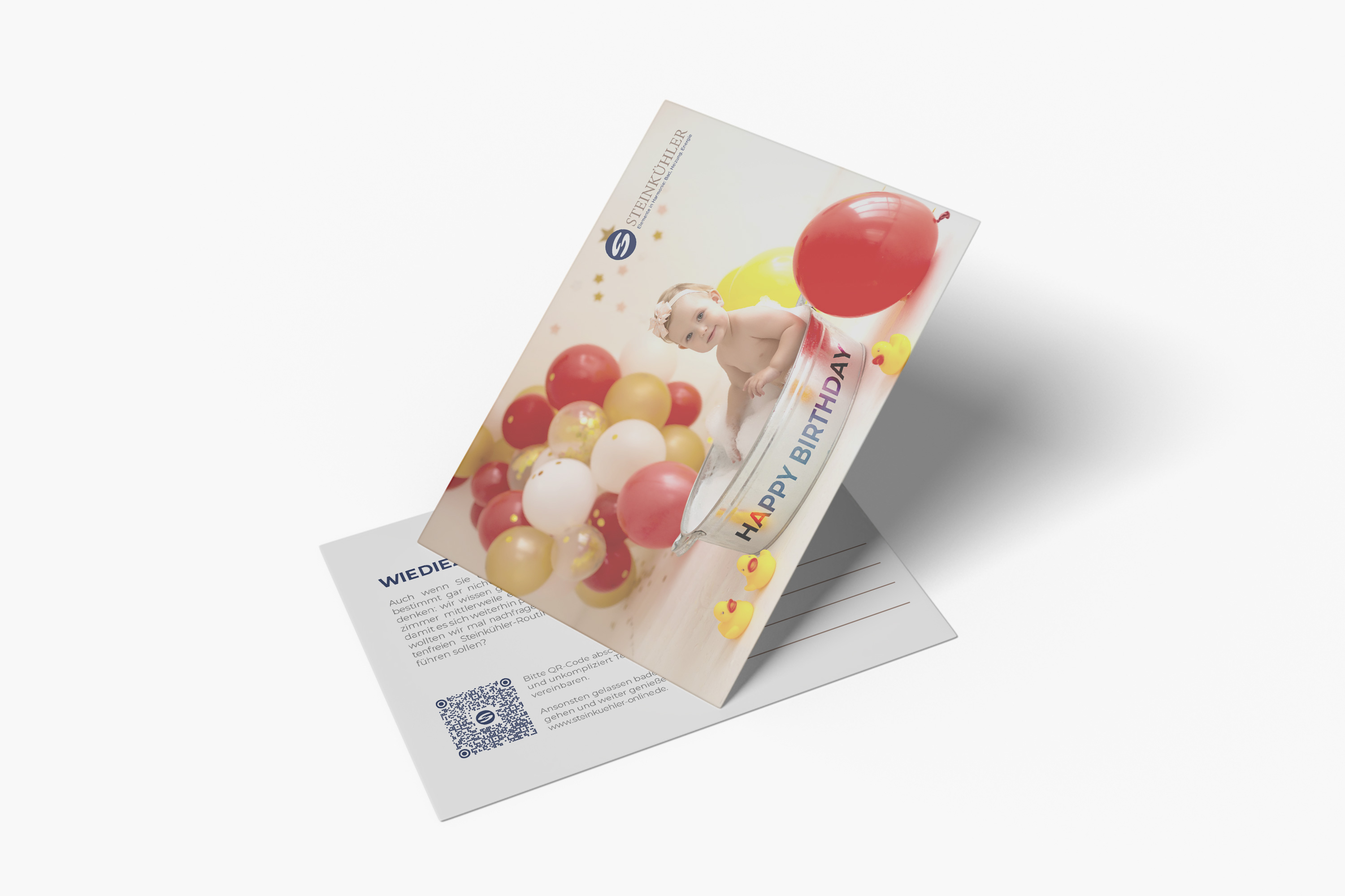 "Happy Birthday" Postkarte des Unternehmens Steinkühler - Digitalisierung Handwerk von der Meisterstück Agency aus Köln.
