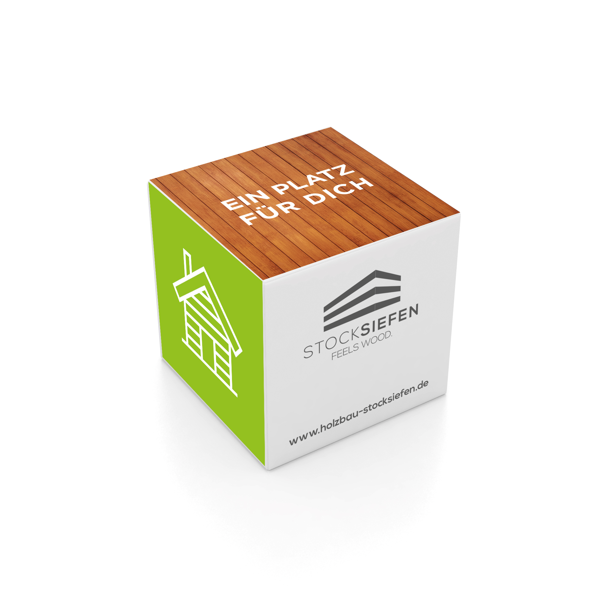 Sitzwürfel im Holzdesign des Unternehmens Stocksiefen - Handwerk Marketing von der Meisterstück Agency aus Köln.