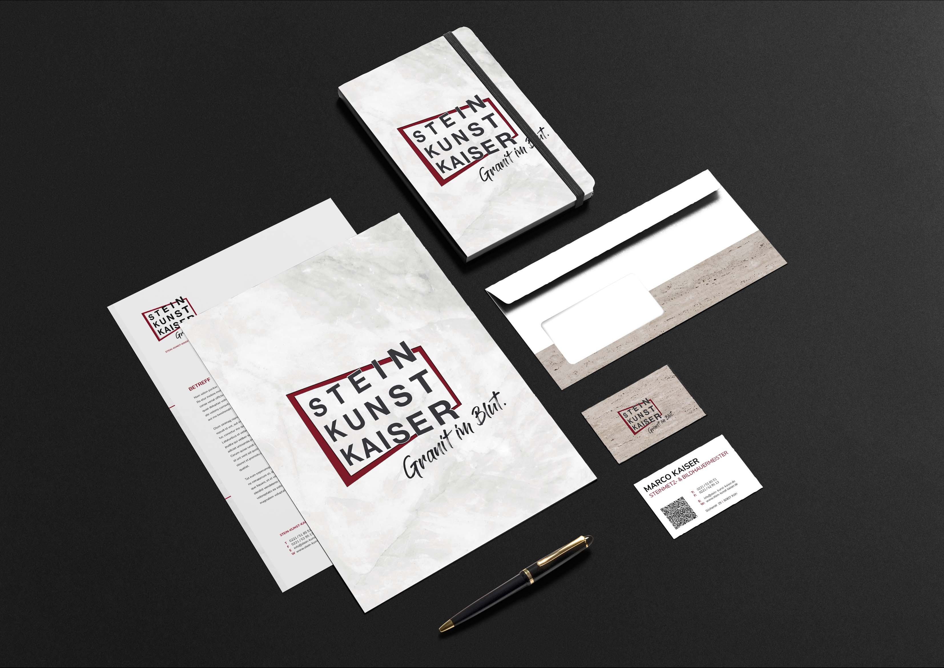 Stationary Layout des Unternehmens Stein Kunst Kaiser - Handwerker Website von der Meisterstück Agency aus Köln