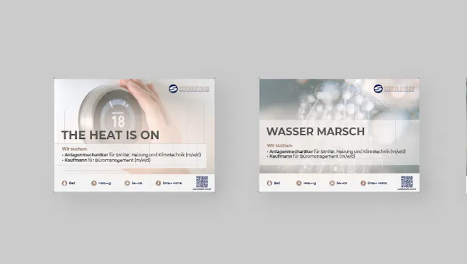 Ein Anzeigen Mock-Up mit 3 verschiedenen Anzeigen zu dem Thema Mitarbeitergewinnung - Digitalisierung Handwerk von der Meisterstück Agency aus Köln.