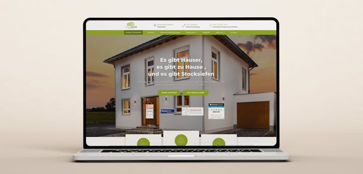 Laptop Ansicht der Startseite des Unternehmens Stocksiefen - Handwerk Marketing von der Meisterstück Agency aus Köln.