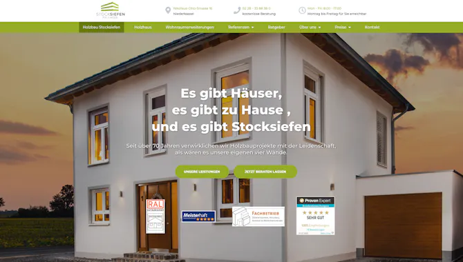Screenshot der Web-Startseite von Stocksiefen - Handwerk Marketing von der Meisterstück Agency aus Köln..