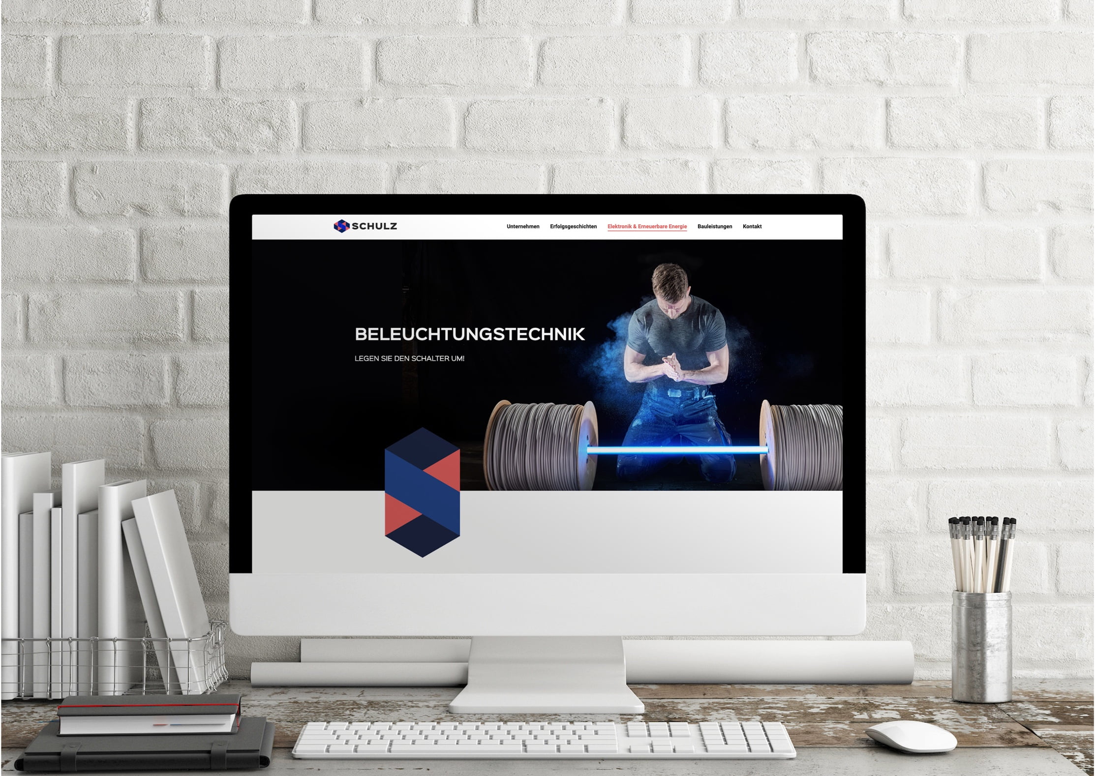 Die neue Startseite des Unternehmens Schulz auf einem PC präsentiert - Werbeagentur Handwerk, von der  Meisterstück Agency aus Köln