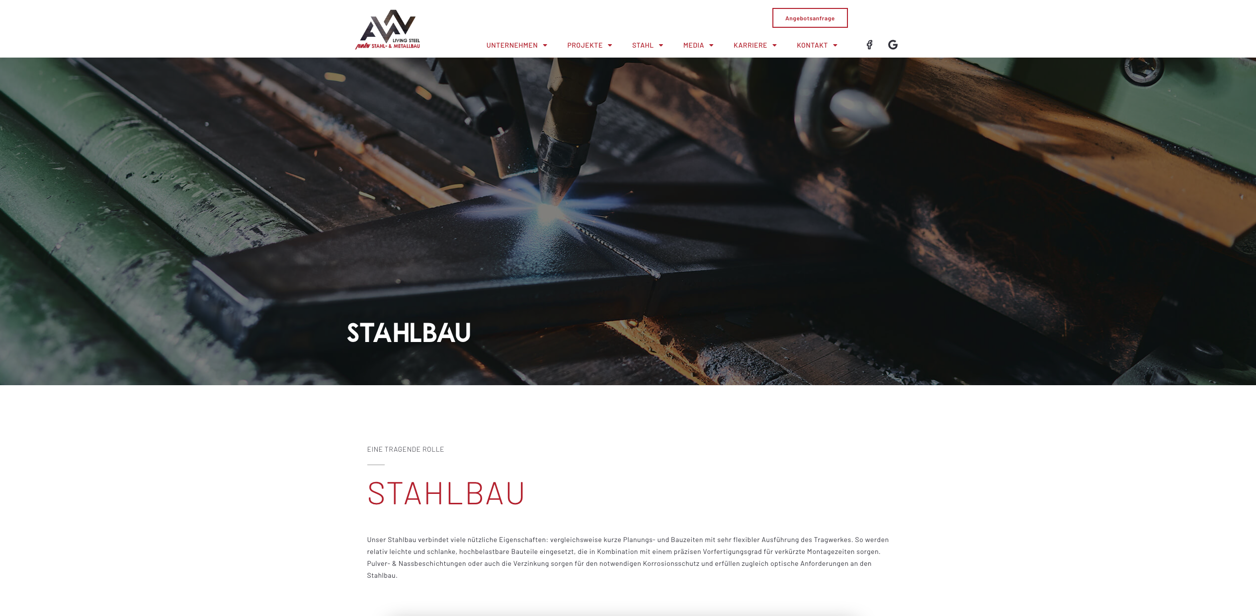 Ein Screenshot von der Web-Startseite der AWN -  Digitales Handwerk von der Meisterstück Agency aus Köln