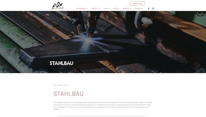Ein Screenshot von der Web-Startseite der AWN -  Digitales Handwerk von der Meisterstück Agency aus Köln