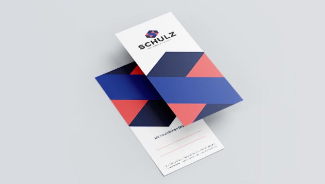 Die Neue Broschüre mit dem neuen Logo des Unternehmens Schulz designed von dem Unternehmens Identitätsvertärker GmbH - Werbeagentur Handwerk, von der  Meisterstück Agency aus Köln
