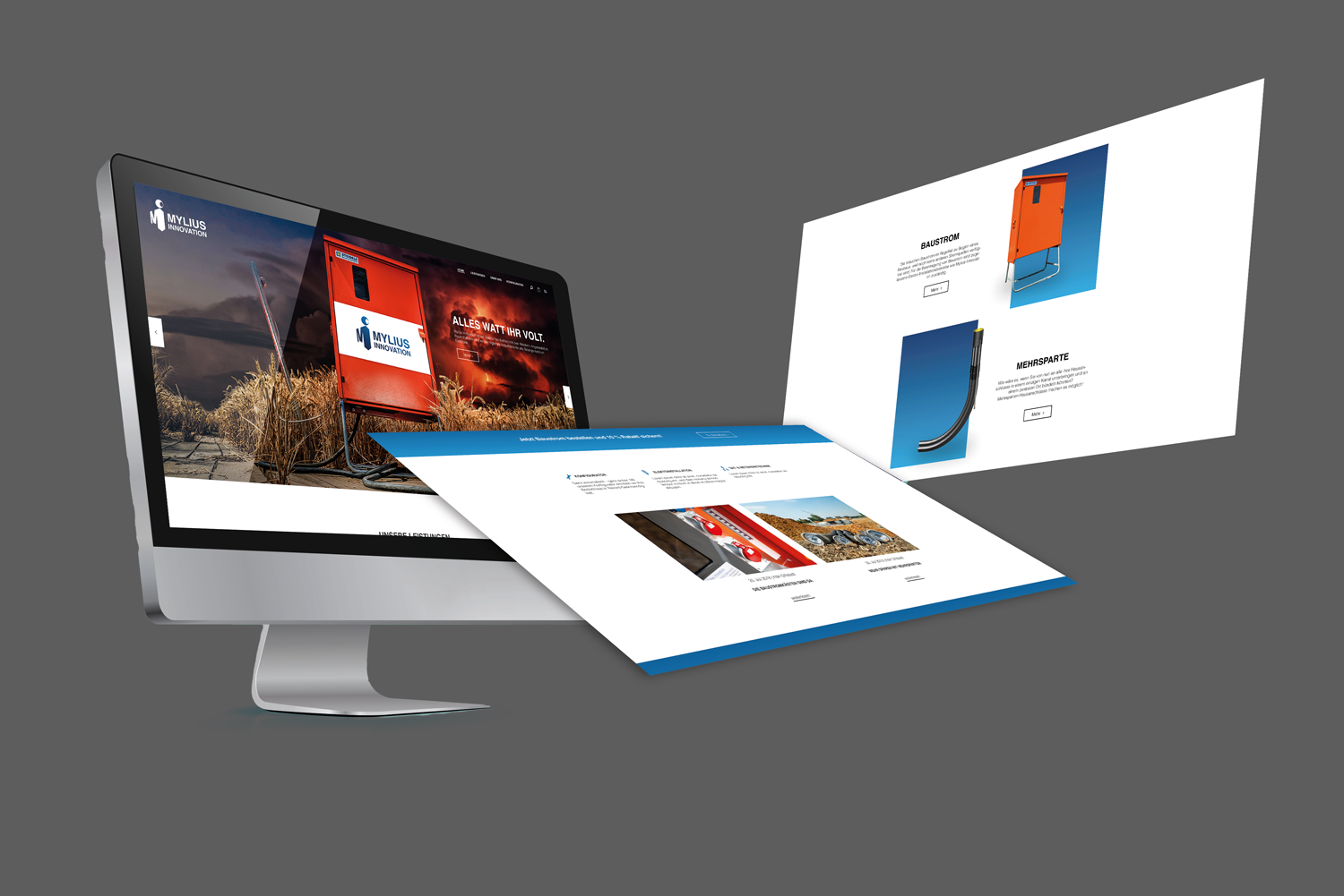 Ein Mock-UP des Webdesign von dem Unternehmen Mylius - Social-Media Marketing Handwerk, Meisterstück Agency, Köln