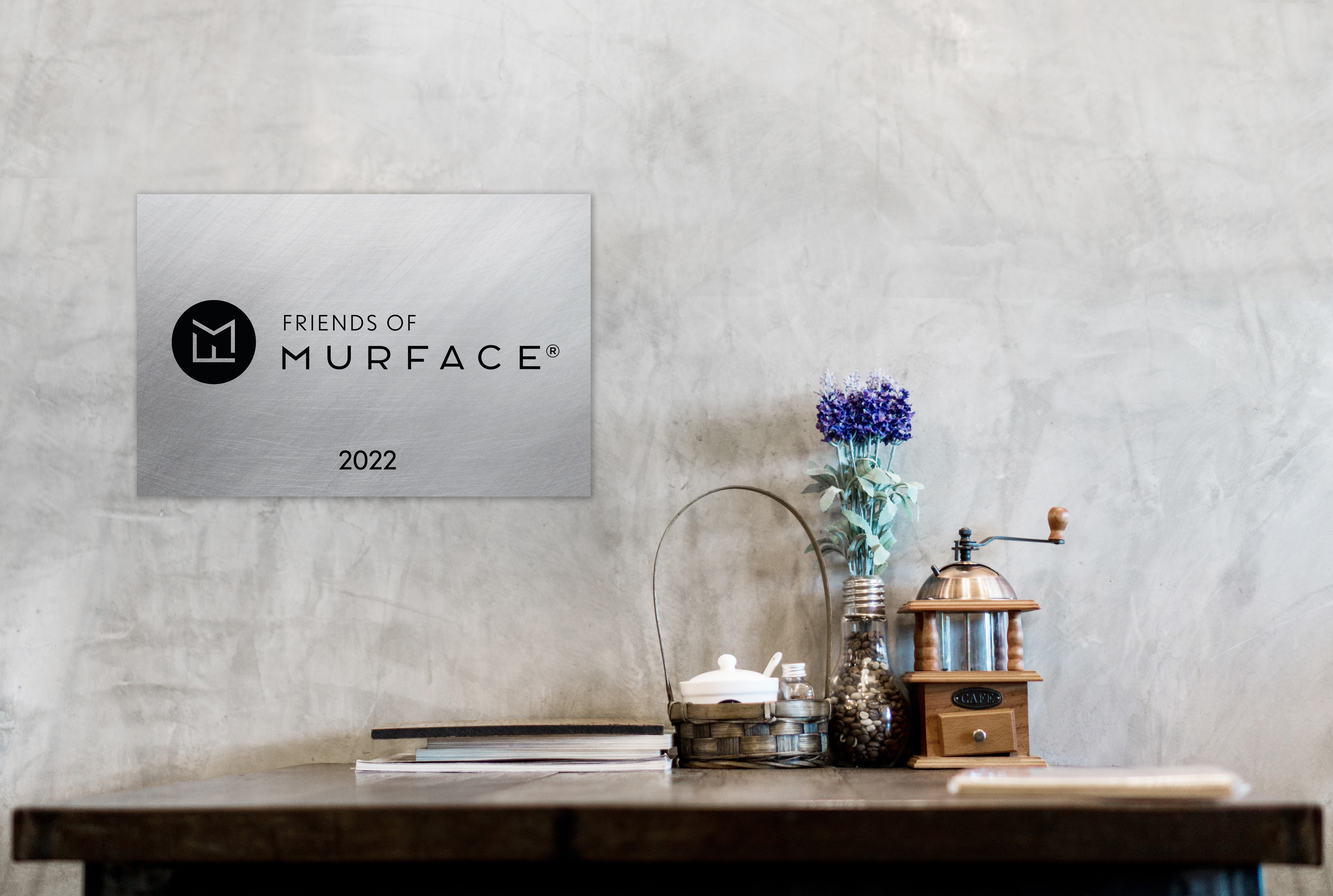 Schild Visualisierung in Grau mit dem Claim "Murface and Friends" - Digitalisierung Handwerk von der Meisterstück Agency aus Köln.