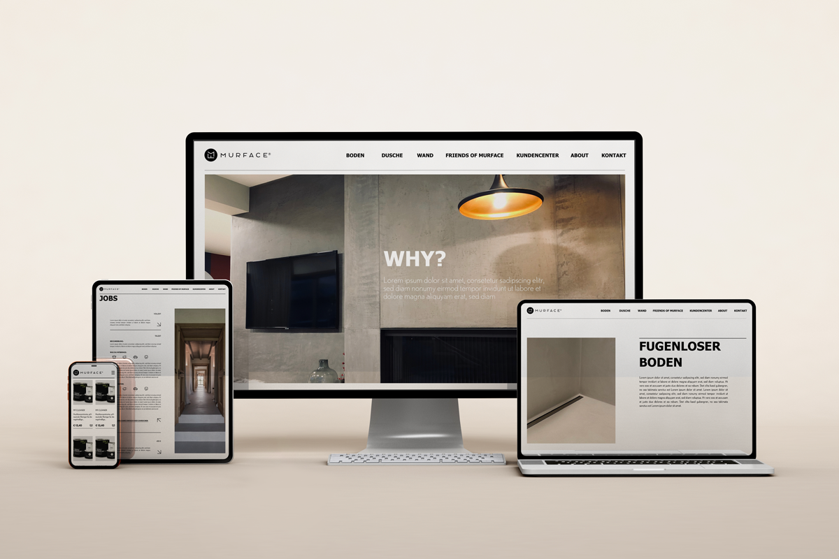 Bild des digitalen MockUps des Unternehmens Murface - Digitalisierung Handwerk von der Meisterstück Agency aus Köln.