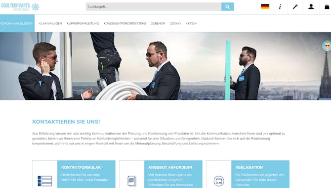 Kontaktforum auf einer Website des Unternehmens Cool Tech Parts - Digitalisierung im Handwerk, von der Meisterstück Agency aus Köln