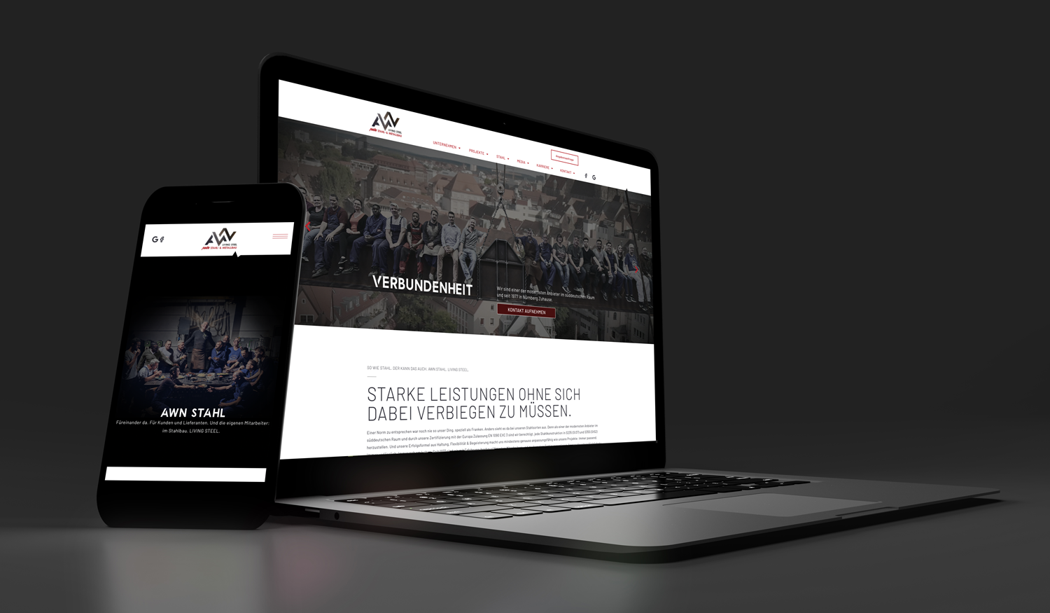 Digitale Ansicht der Website von AWN -  Digitales Handwerk von der Meisterstück Agency aus Köln