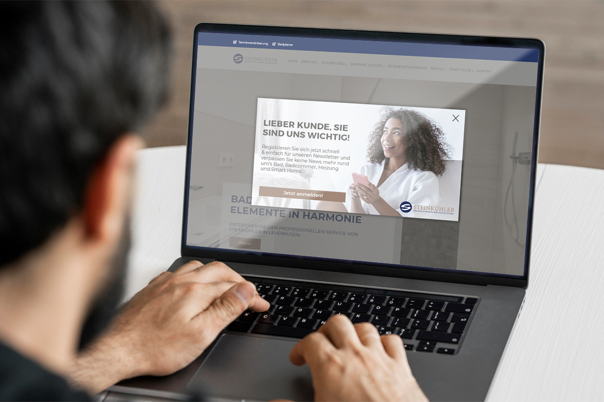 Der Neue Steinkühler Newsletter, präsentiert auf einem Laptop - Digitalisierung Handwerk von der Meisterstück Agency aus Köln.