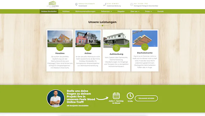 Website Leistungsübersicht des Unternehmens Stocksiefen - Handwerk Marketing von der Meisterstück Agency aus Köln.