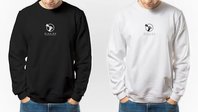Sweatshirt des Unternehmens Murface mit dem Claim "Mission Fugenfrei" - Digitalisierung Handwerk von der Meisterstück Agency aus Köln.
