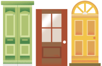 cartoon of front doors