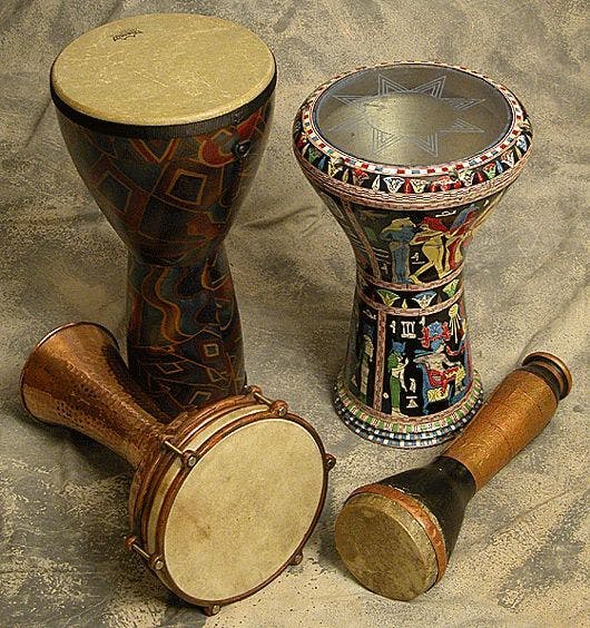 four percussion instruments - ancient drums