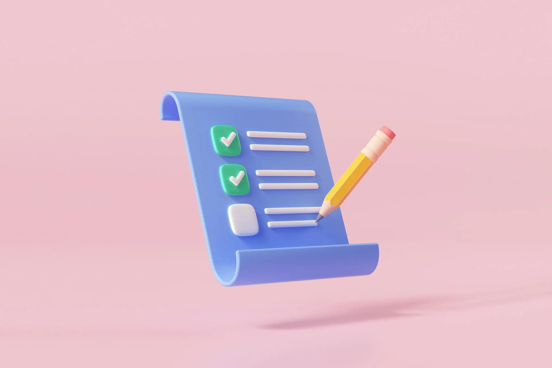 3D Illustration on a checklist for an influencer marketing vendor rfp