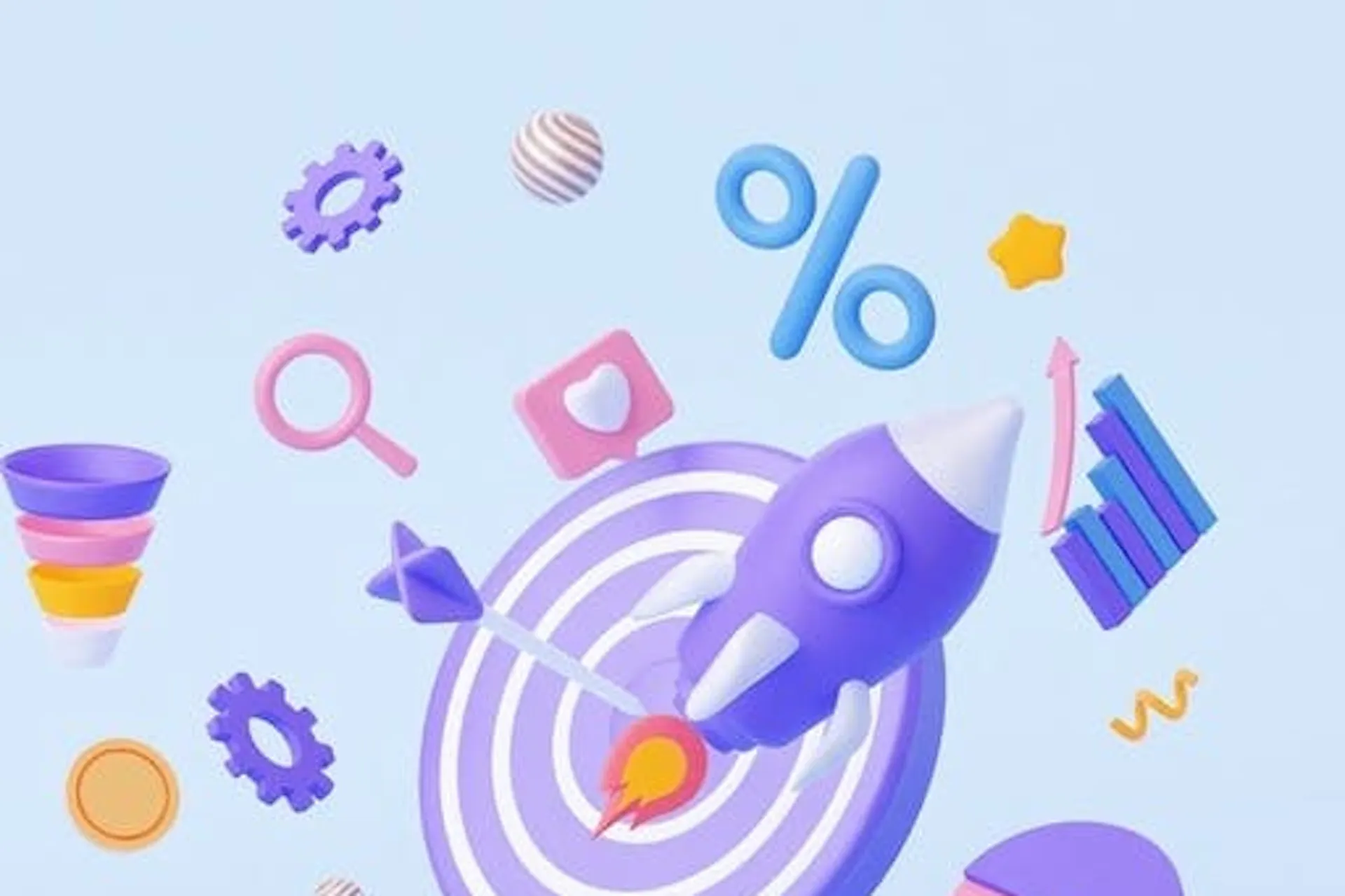 3D illustration of icons for hitting targets