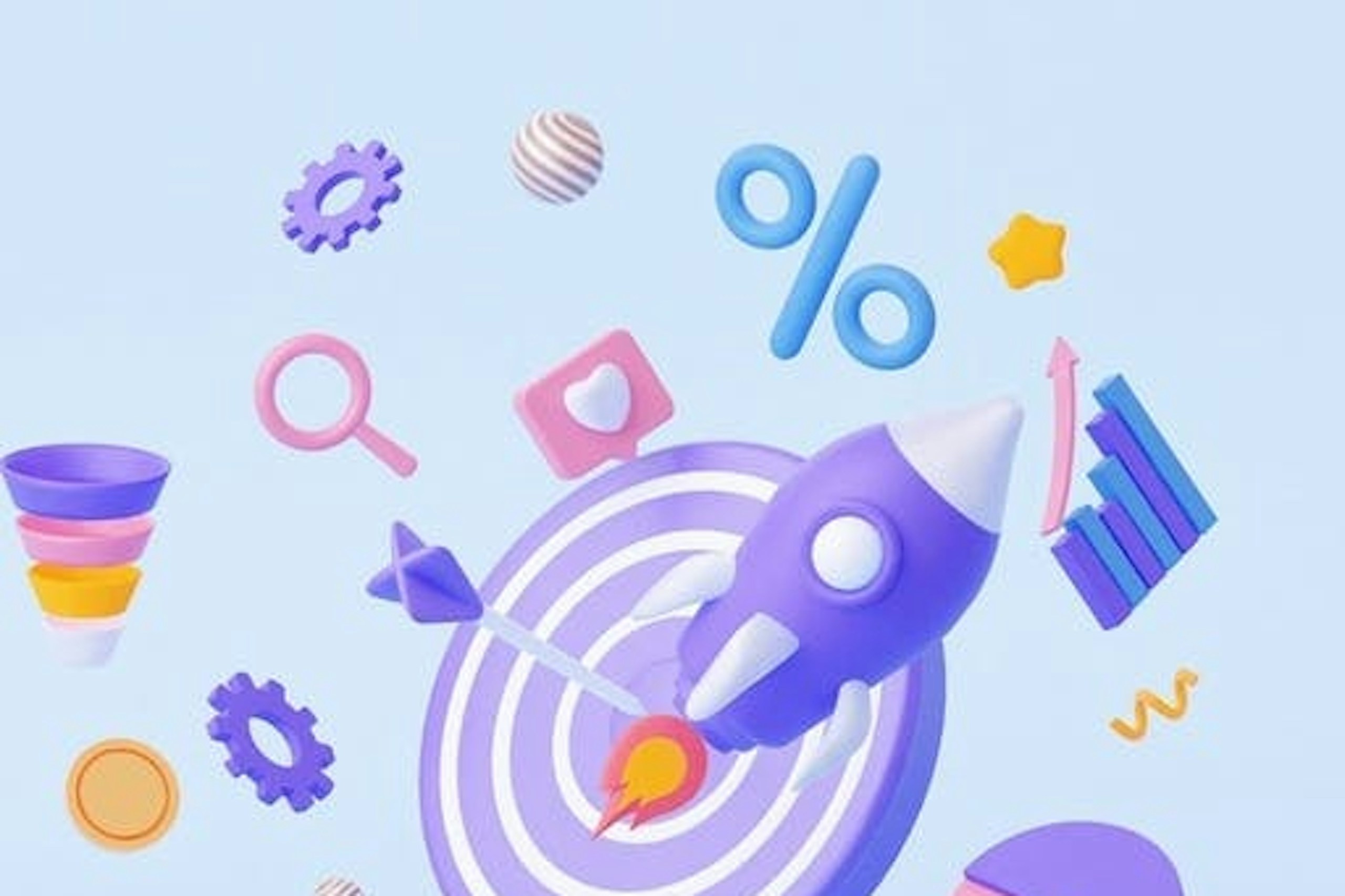 3D illustration of icons for hitting targets