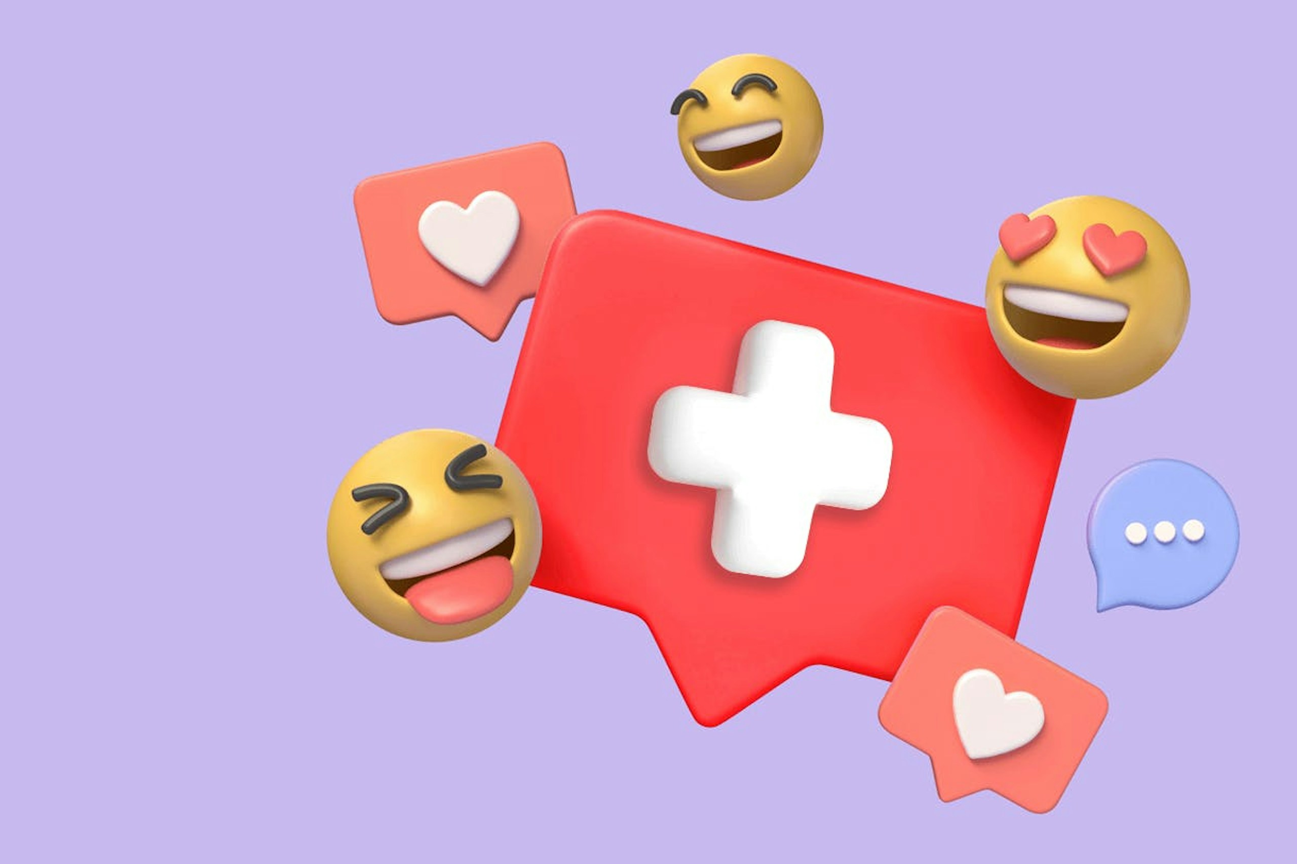 3D Illustration von Smileys, Likes und Kommentaren für die besten Influencer in der Schweiz