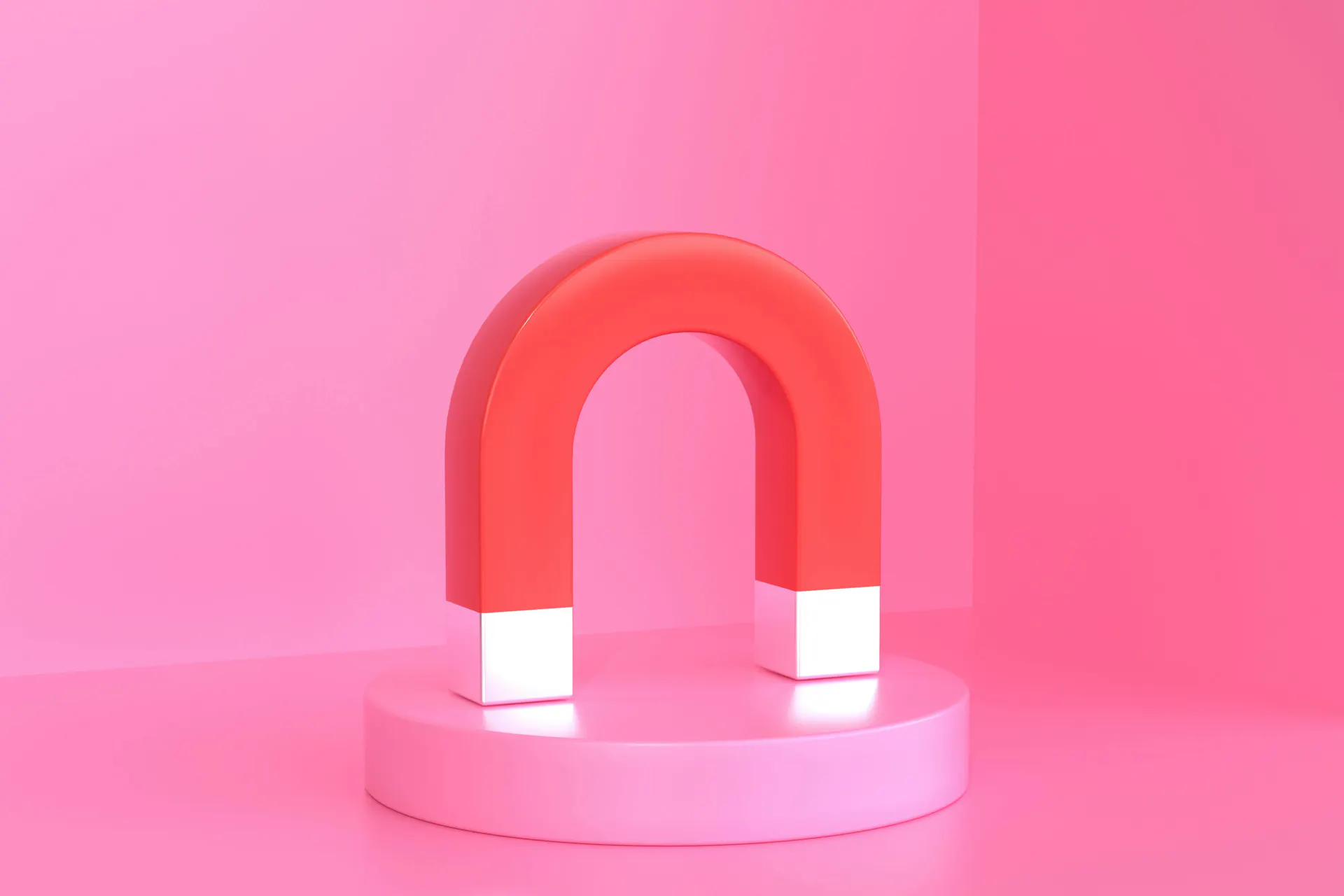 A pink magnet on a pink background