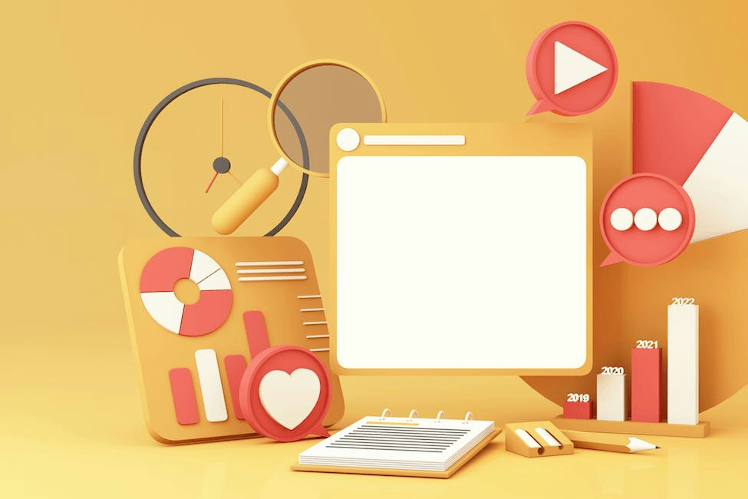 3D Illustration of marketing items
