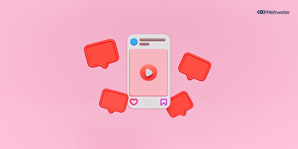 An illustrated image of an IGTV post with a video button in the center and icons of the Instagram heart reaction floating around the post.