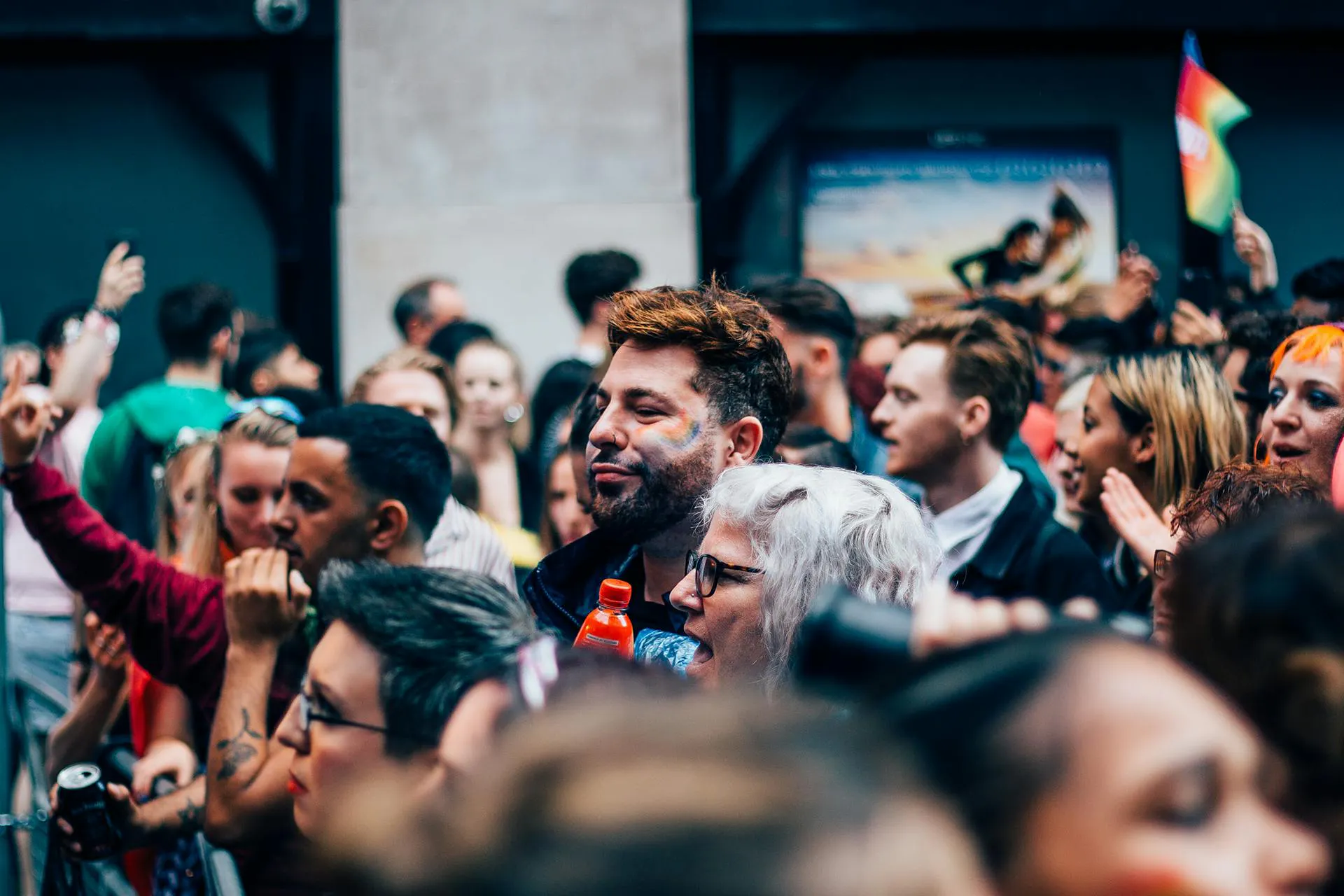 A group of people at a street party