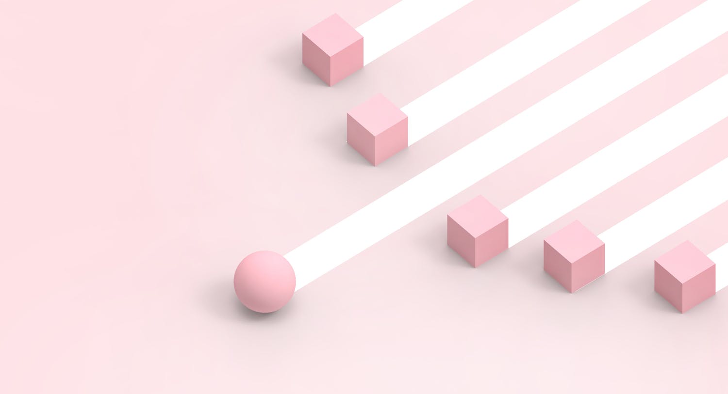 A series of shapes moving along the ground in what looks to be a race. Behind each shape is a white trail, giving the appearance of movement. This image is being used as the header image for a blog on How to Build a Successful Influencer Strategy because, like a race, many companies are competing with one another for the most likes, traffic, and engagement on social media. 