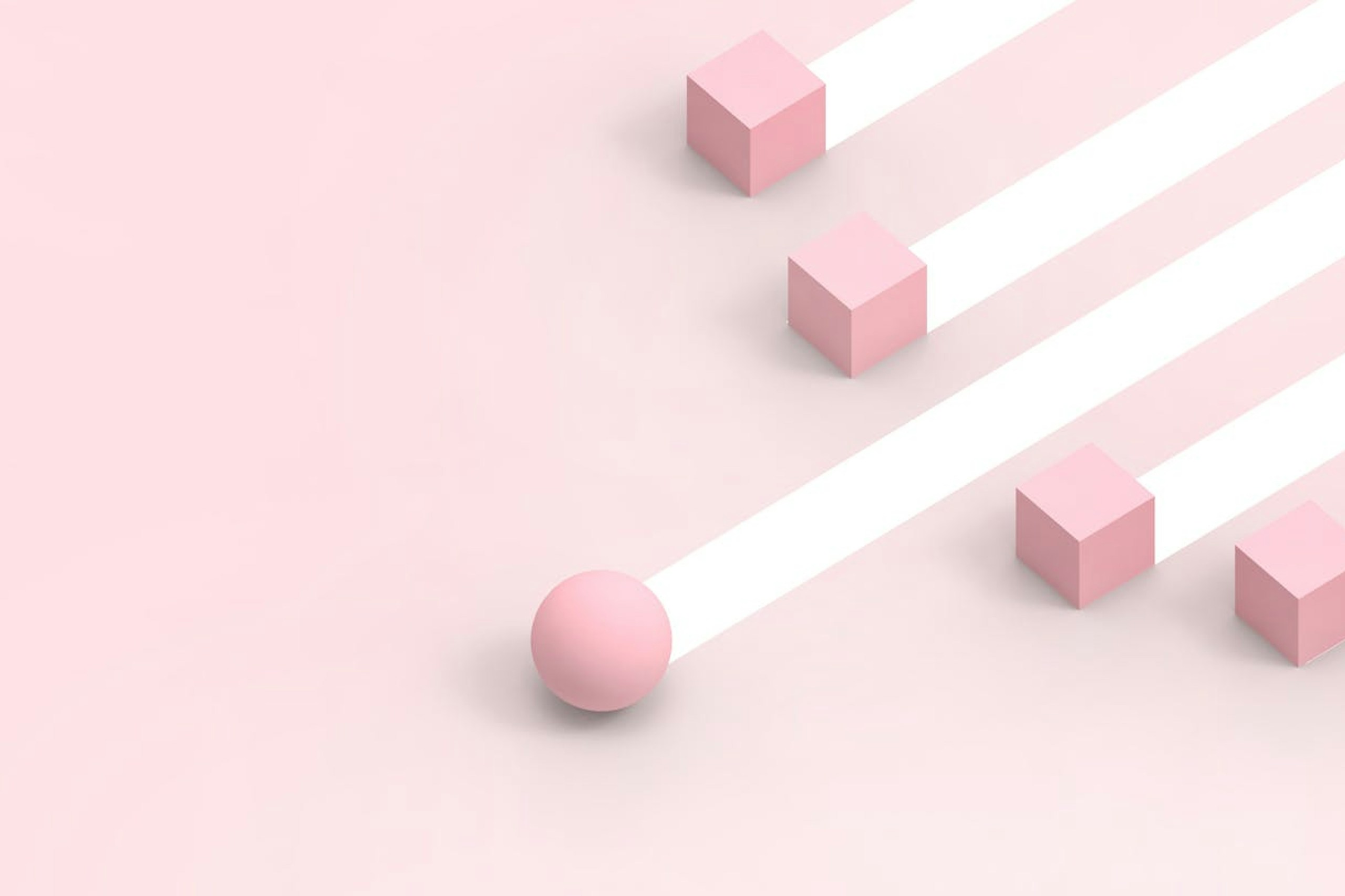 A series of shapes moving along the ground in what looks to be a race. Behind each shape is a white trail, giving the appearance of movement. This image is being used as the header image for a blog on How to Build a Successful Influencer Strategy because, like a race, many companies are competing with one another for the most likes, traffic, and engagement on social media.