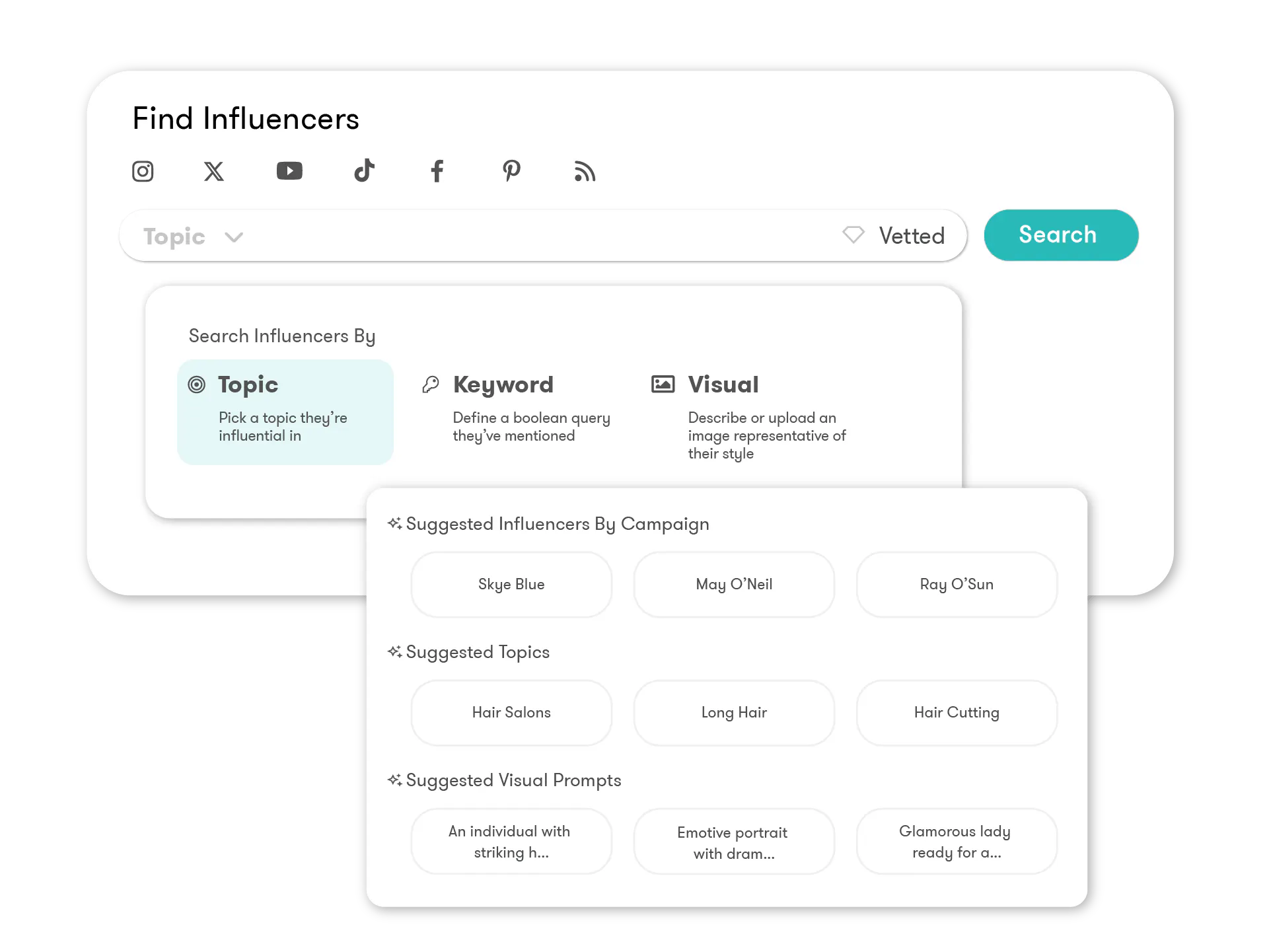 Meltwater influencer search product screen