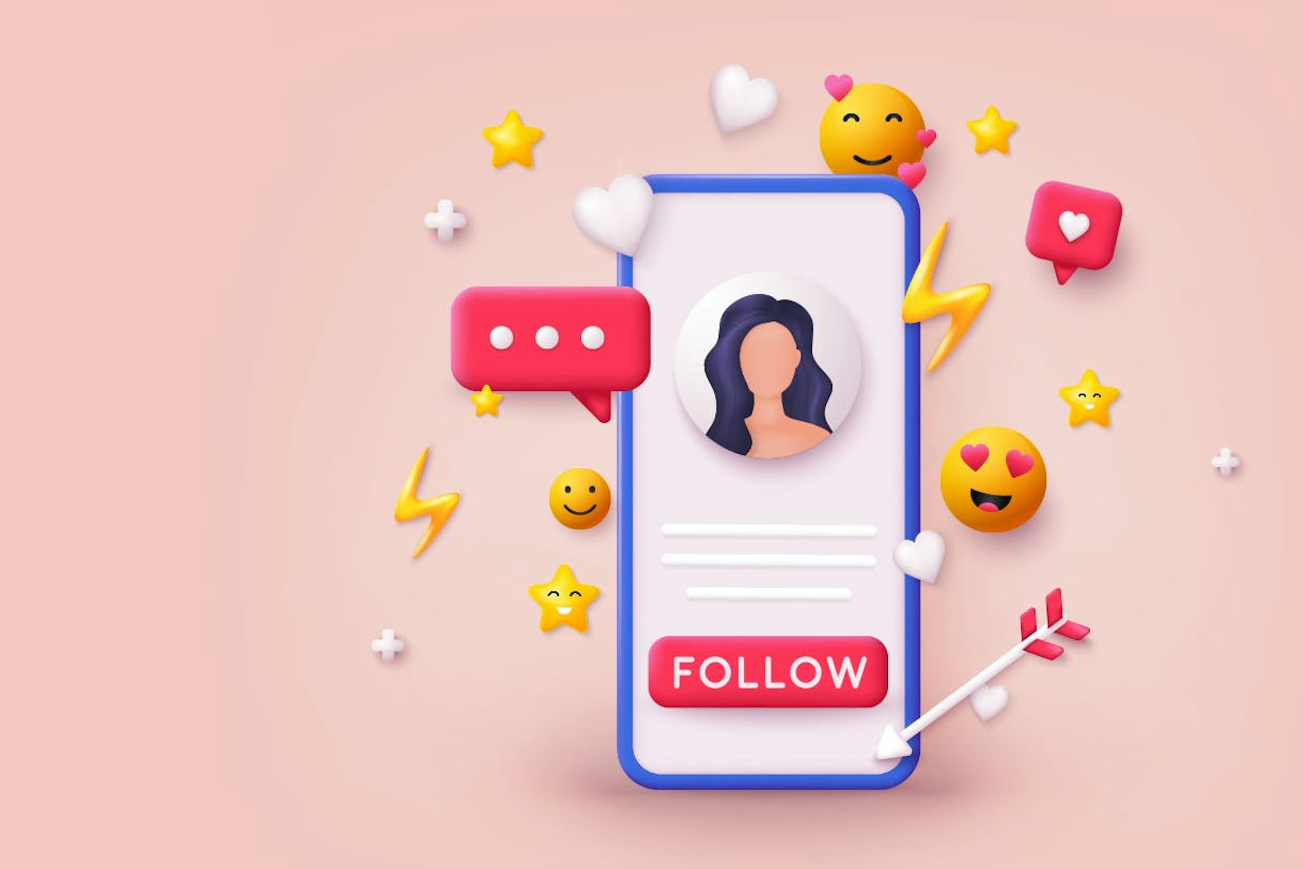 A phone screen featuring a profile picture and a large "follow" button, for a blog about rules of engagement for influencer marketing.
