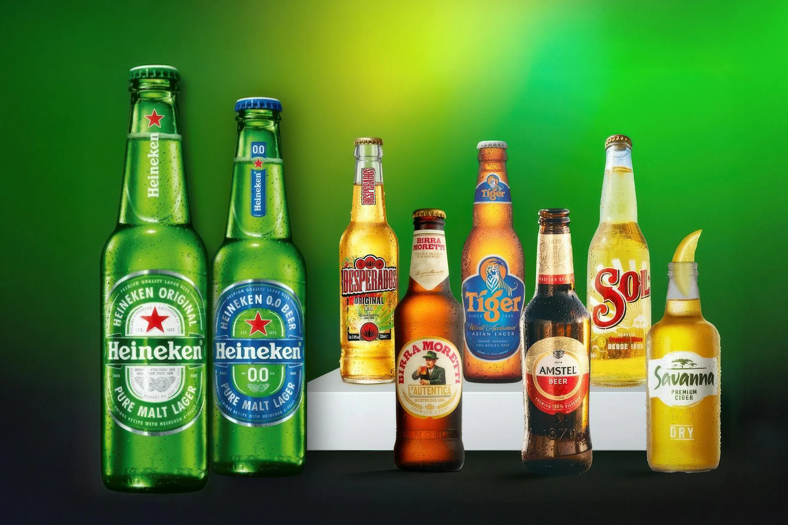Bottles from HEINEKEN brands for a Meltwater customer story