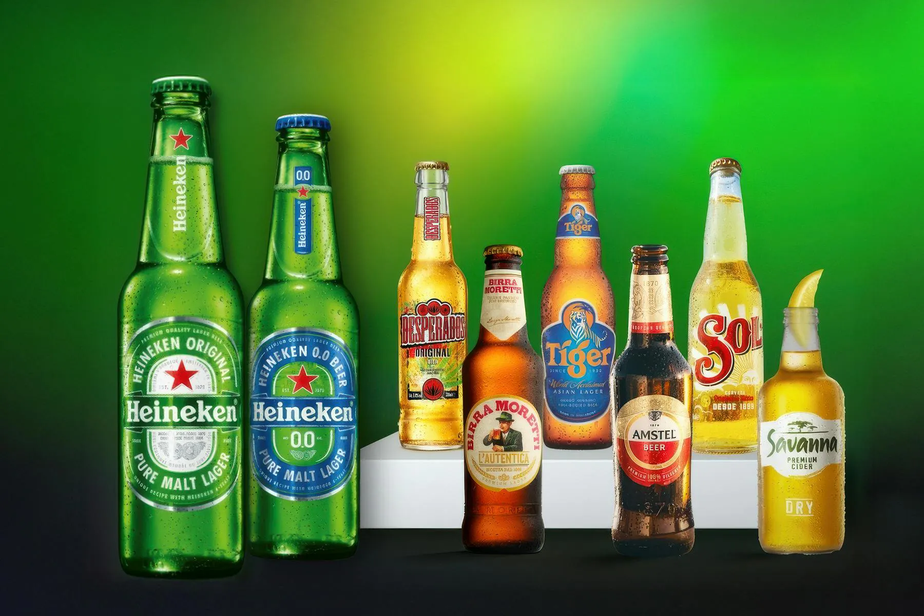 Bottles from HEINEKEN brands for a Meltwater customer story