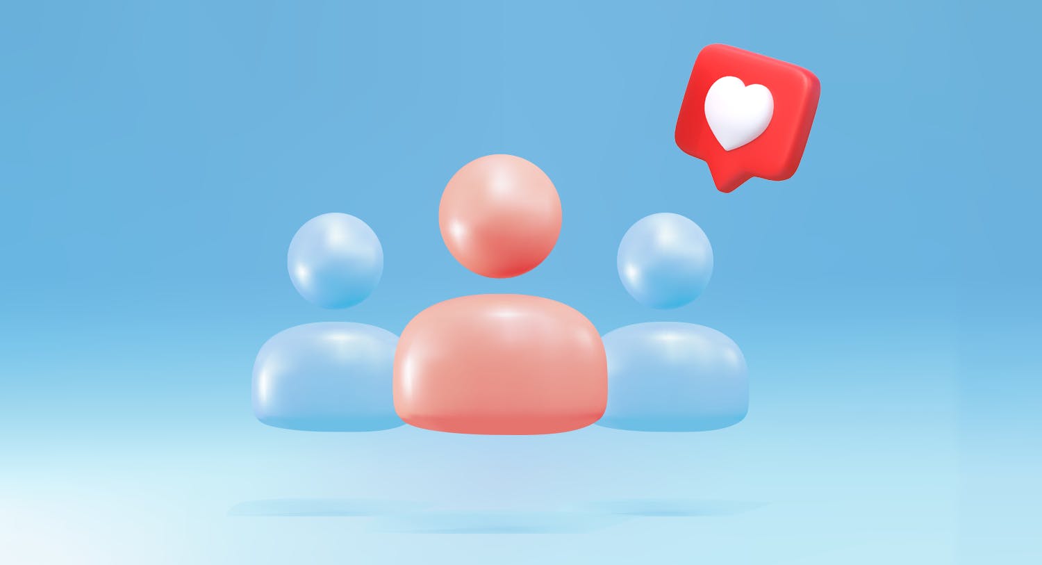 3D Illustration of influencer icons with a like to showcase influencer management