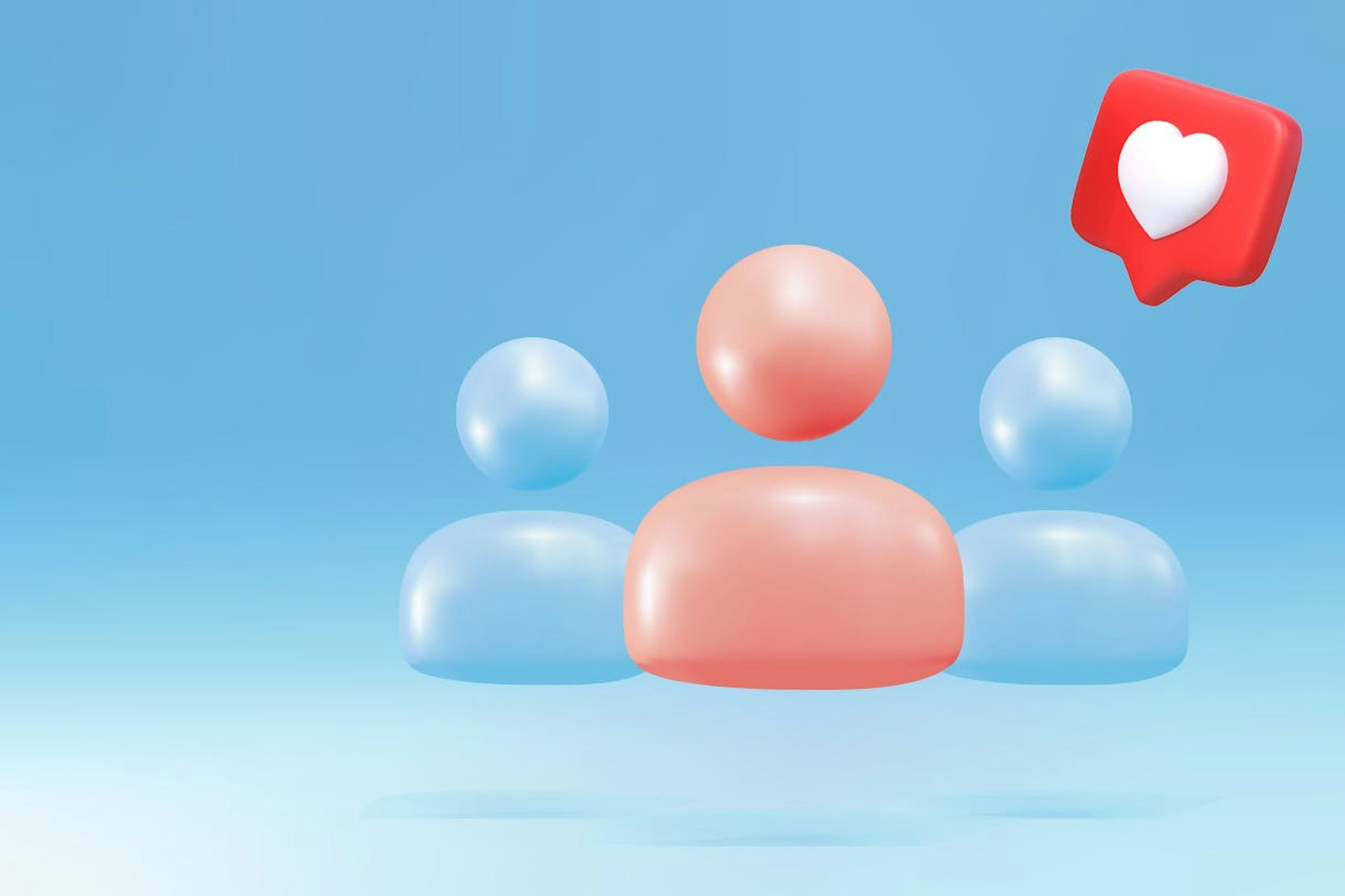 3D Illustration of influencer icons with a like to showcase influencer management