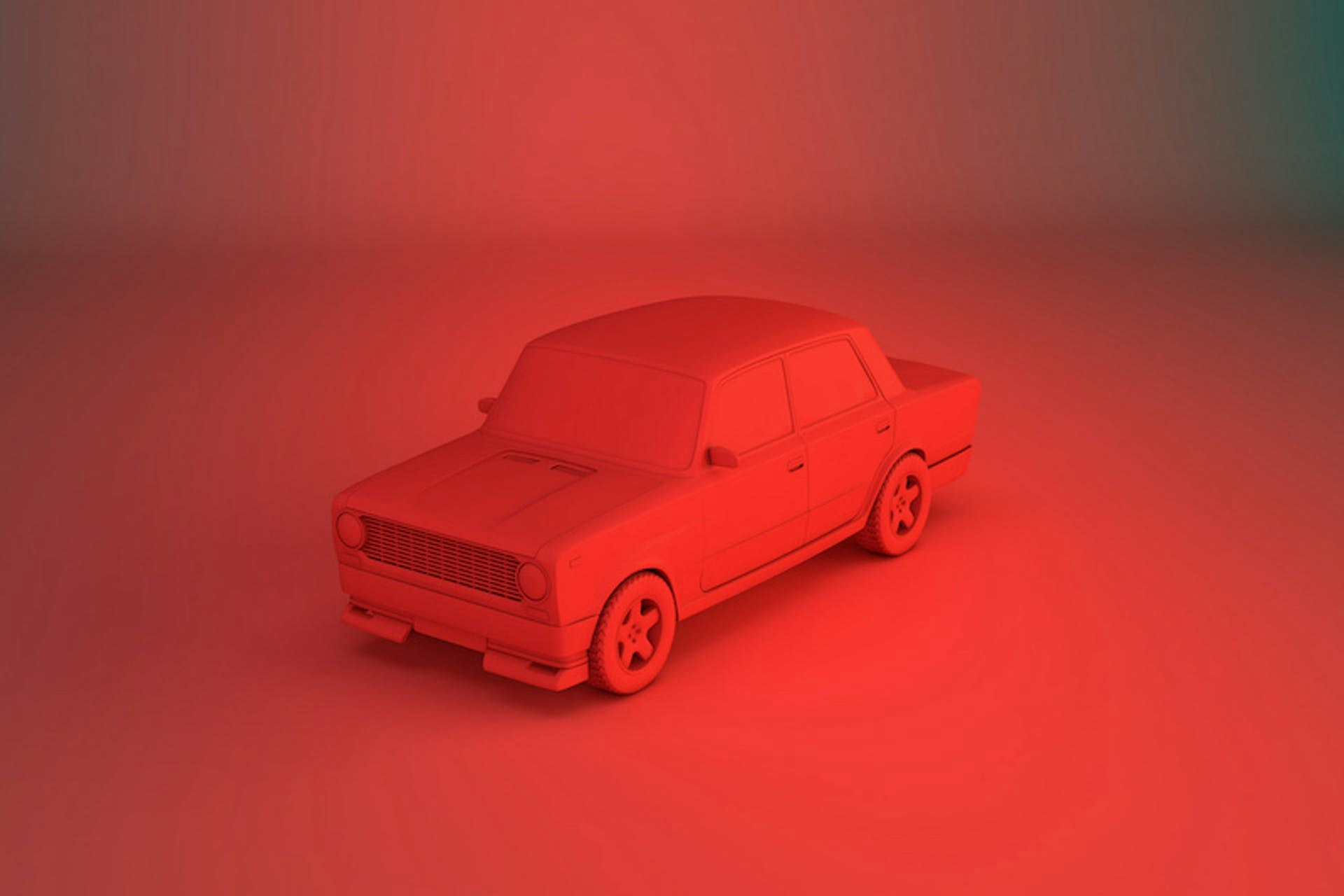 Bild eines roten Autos in einem roten Raum als Bild für Brand Awareness