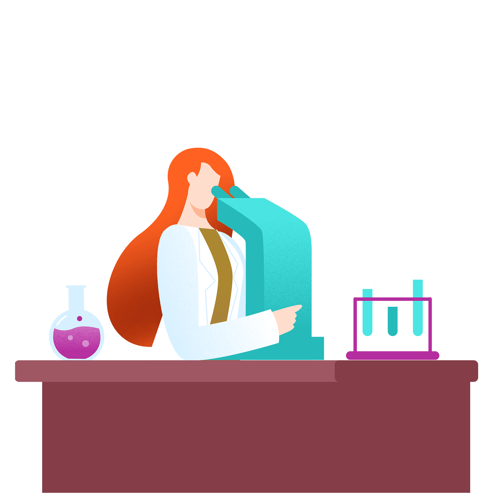 An illustration of a scientist looking into a microscope