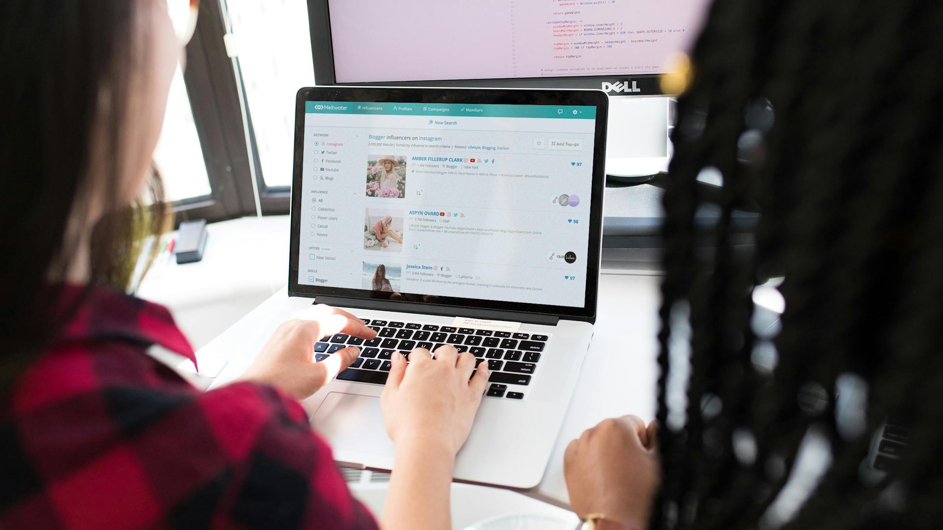 one person working on her laptop